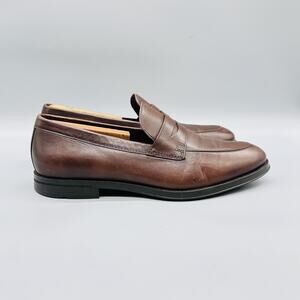 Geox Shoes Mens 8.5 Brown Leather Respira Penny Loafers Slip On Casual Comfort